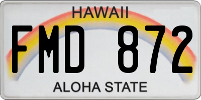 HI license plate FMD872