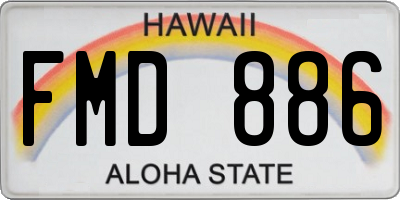 HI license plate FMD886