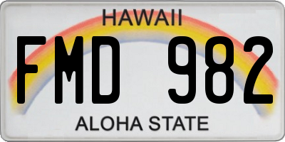 HI license plate FMD982