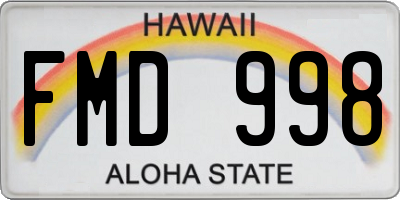 HI license plate FMD998