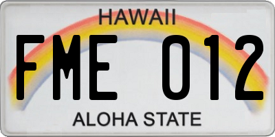 HI license plate FME012