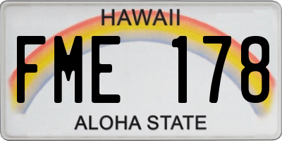 HI license plate FME178