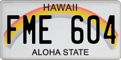 HI license plate FME604