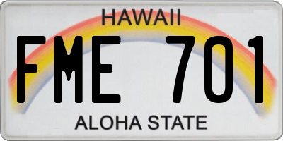 HI license plate FME701
