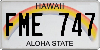 HI license plate FME747