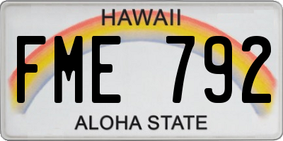 HI license plate FME792