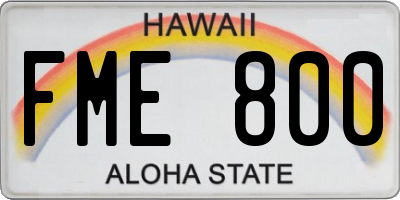 HI license plate FME800