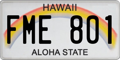 HI license plate FME801