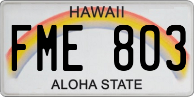 HI license plate FME803