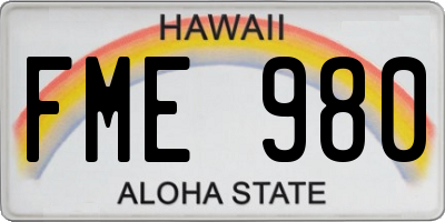 HI license plate FME980