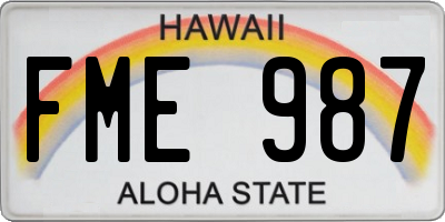 HI license plate FME987