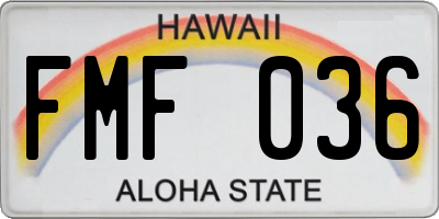 HI license plate FMF036