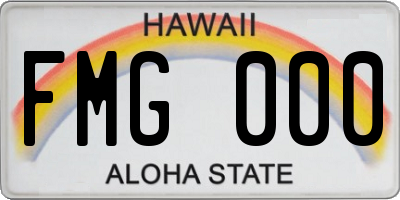 HI license plate FMG000