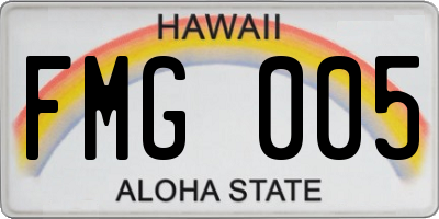HI license plate FMG005
