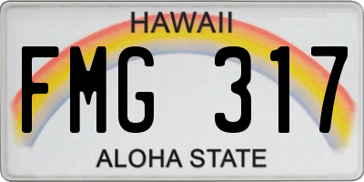 HI license plate FMG317