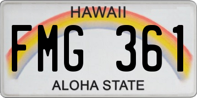 HI license plate FMG361