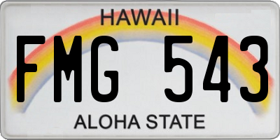 HI license plate FMG543
