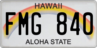 HI license plate FMG840