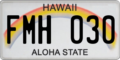 HI license plate FMH030