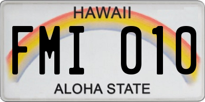 HI license plate FMI010