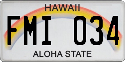 HI license plate FMI034