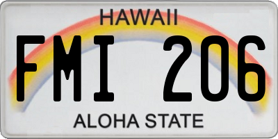 HI license plate FMI206