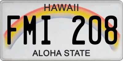 HI license plate FMI208