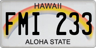 HI license plate FMI233