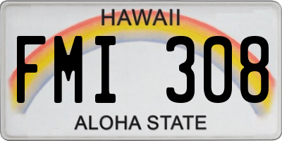HI license plate FMI308