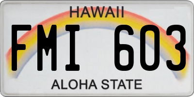 HI license plate FMI603