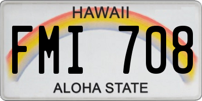 HI license plate FMI708