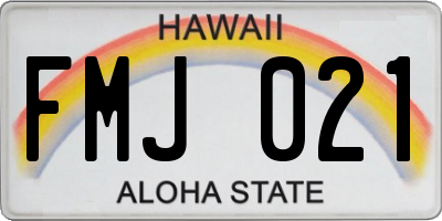 HI license plate FMJ021