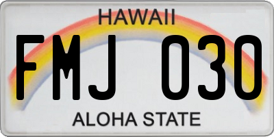 HI license plate FMJ030