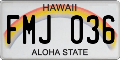 HI license plate FMJ036