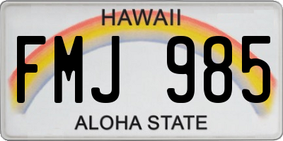 HI license plate FMJ985