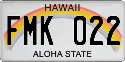 HI license plate FMK022