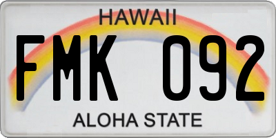 HI license plate FMK092