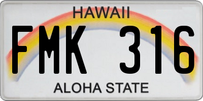 HI license plate FMK316