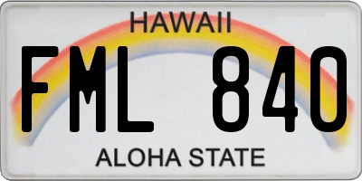 HI license plate FML840