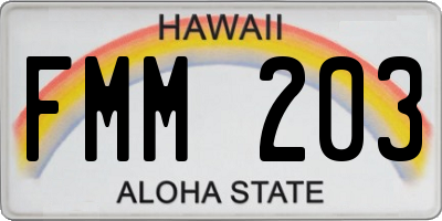 HI license plate FMM203