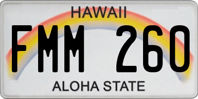 HI license plate FMM260