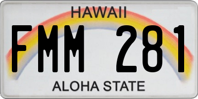 HI license plate FMM281