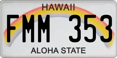 HI license plate FMM353