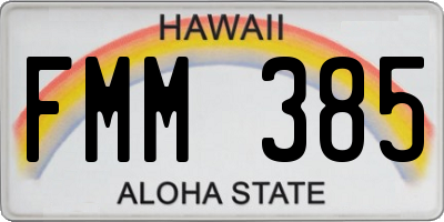 HI license plate FMM385