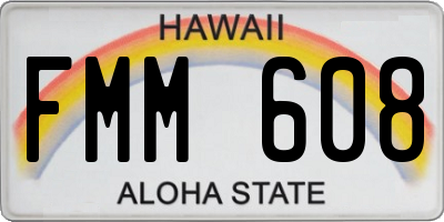 HI license plate FMM608