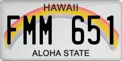 HI license plate FMM651