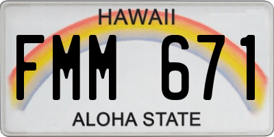 HI license plate FMM671