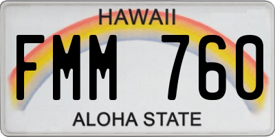 HI license plate FMM760
