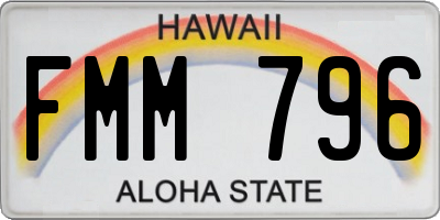 HI license plate FMM796
