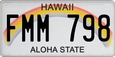 HI license plate FMM798